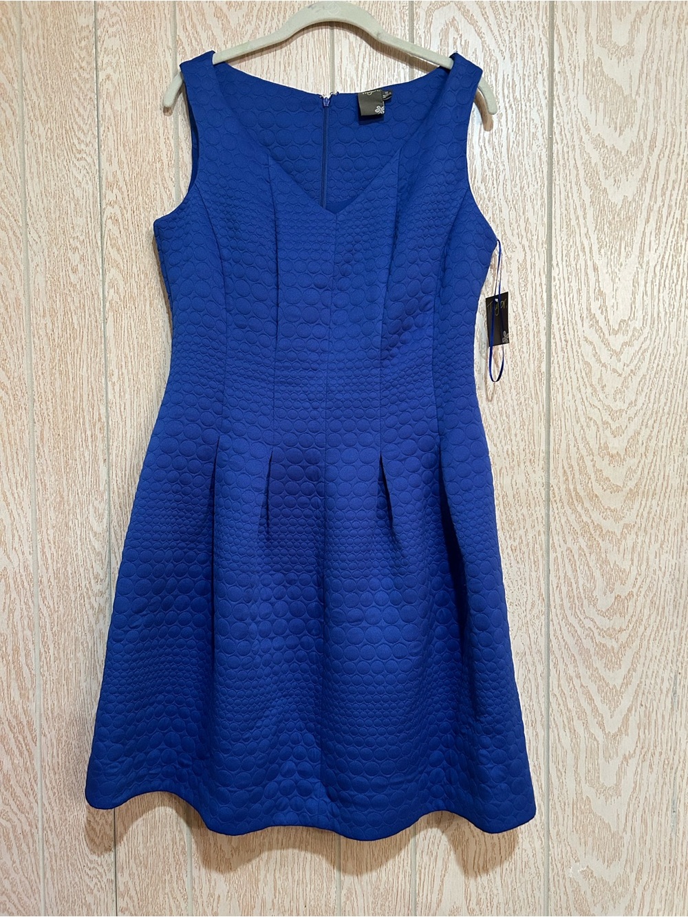 Taylor Bold Cobalt Textured Sleeveless Midi Dress
